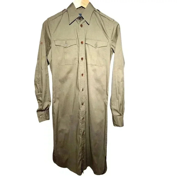 Polo Ralph Lauren Cargo Safari Utility Dress Khaki Long Sleeve Women's size 2 - Picture 1 of 10